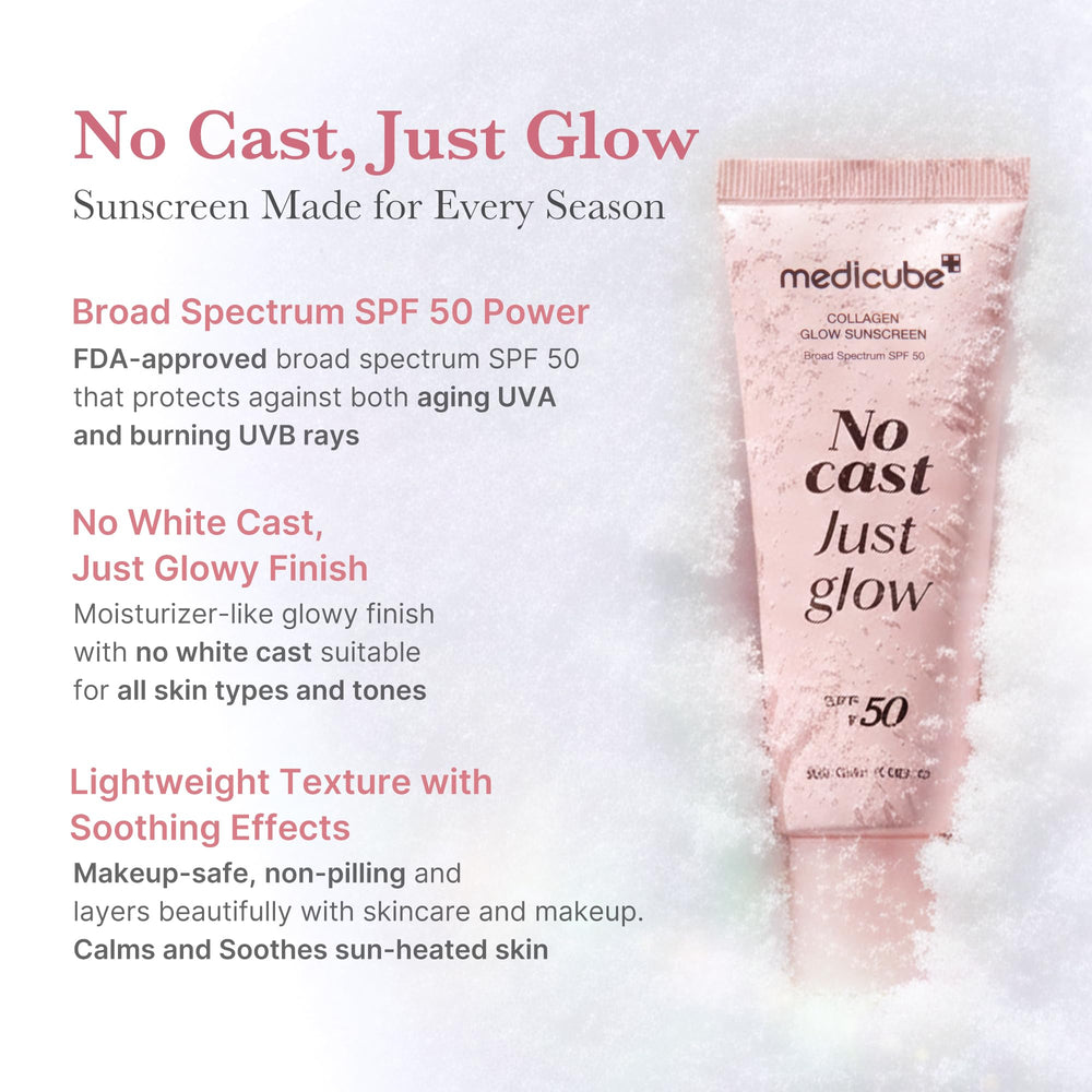 medicube No Cast Just Glow sunscreen pump dispensing for easy application.