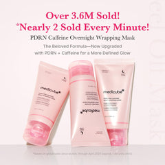 medicube PDRN Caffeine Overnight Wrap Mask application with silicone brush supports even, spa-like coverage.