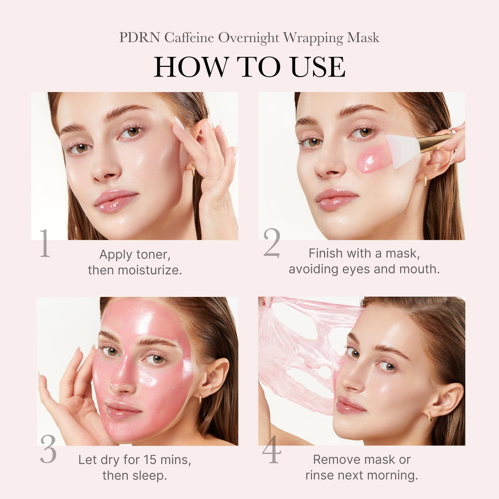 medicube PDRN Caffeine Overnight Wrap Mask glowing skin after removal.