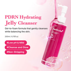 medicube PDRN Jelly to Foam Cleanser foam lather demonstrates pore refining with low pH formula