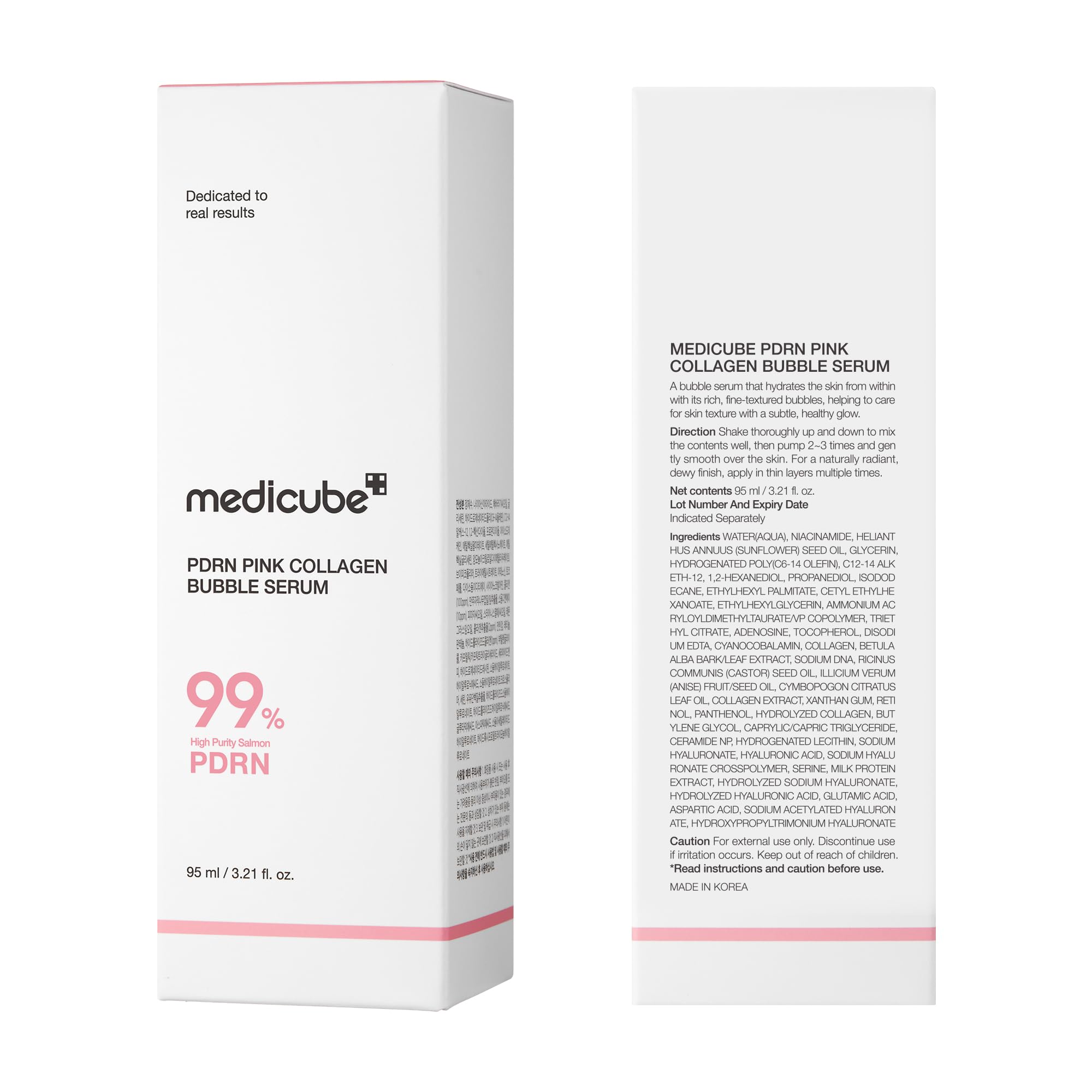 Medicube PDRN Pink Collagen Bubble Serum pink hue hints at clean formula.