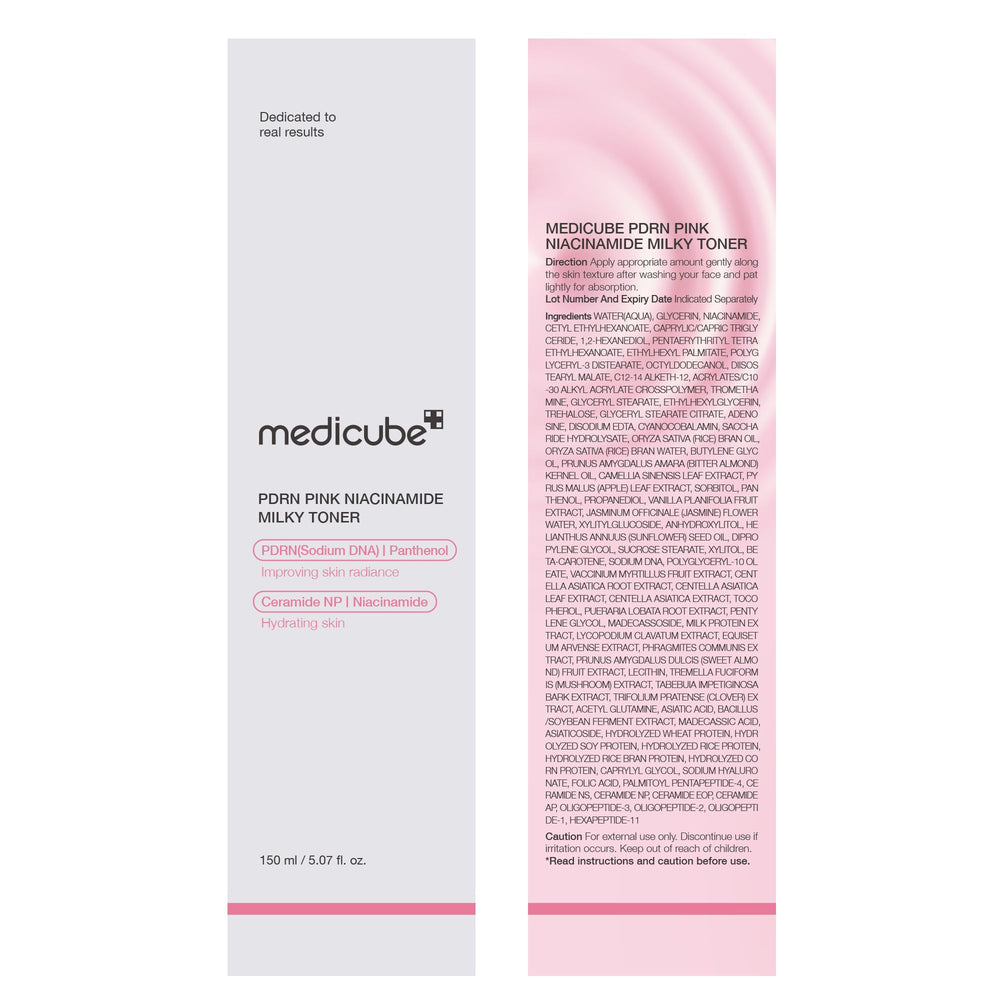 Medicube PDRN Pink Niacinamide Milky Toner pump dispensing for easy use