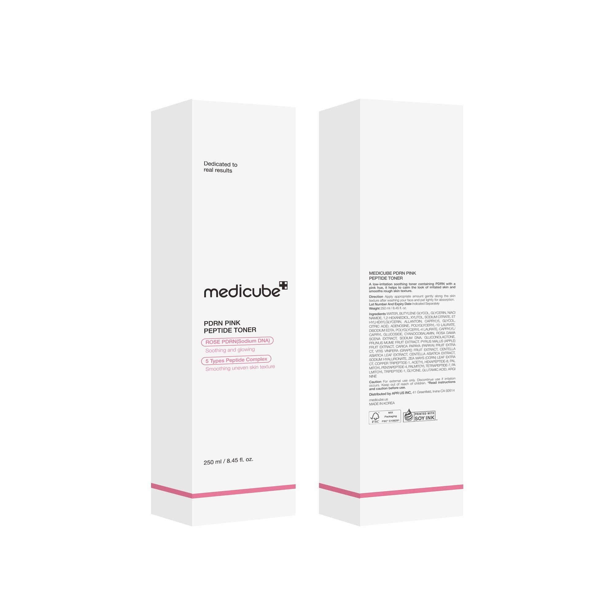 Medicube PDRN Pink Toner packaging highlights clean Korean skincare.