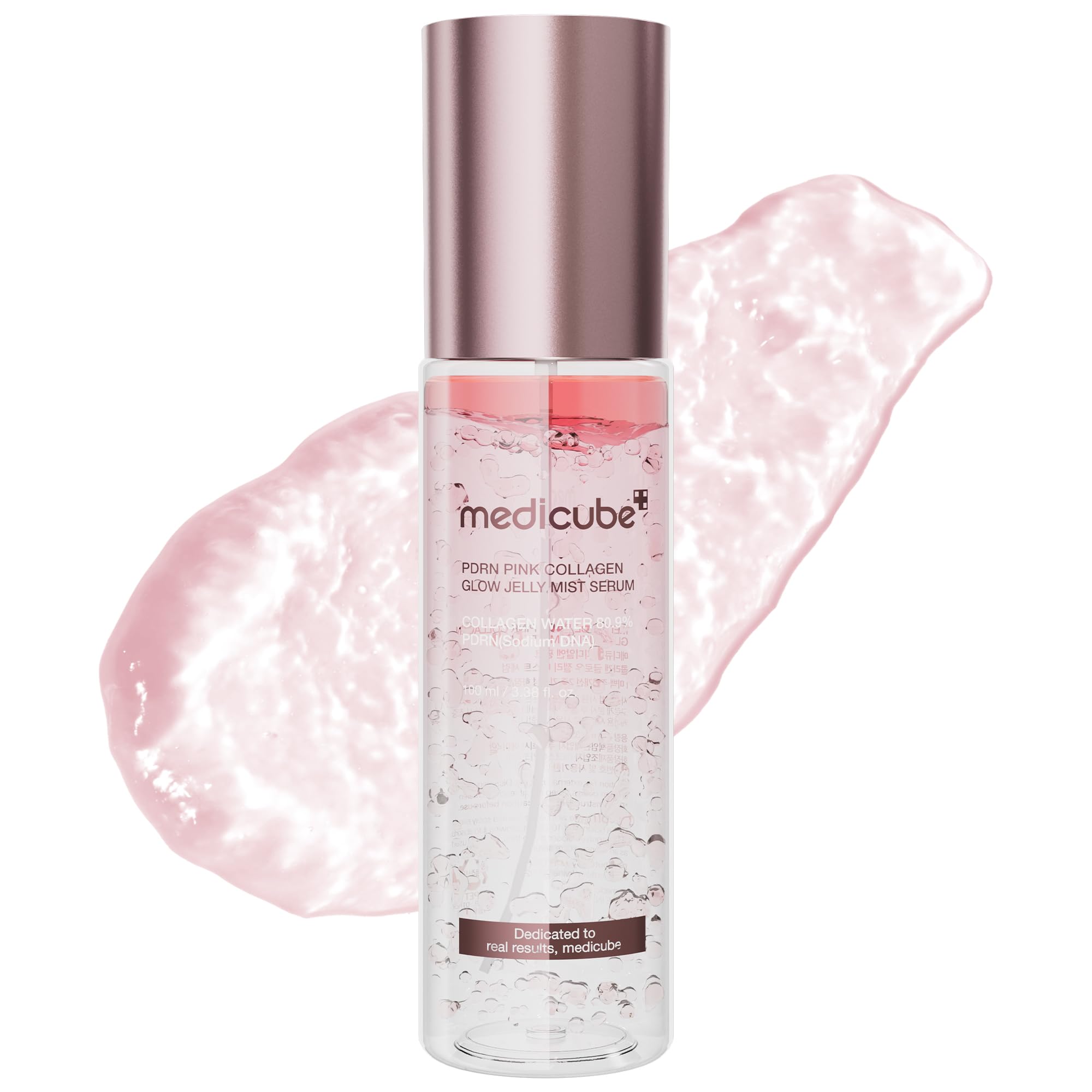 Medicube Pink PDRN Glow Jelly Mist bottle for deep hydration and radiant skin
