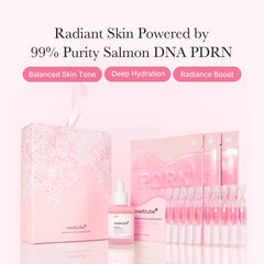 Medicube Pink PDRN serum drop dispense demonstrates convenient on the go use