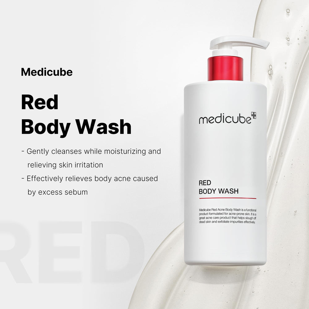 Medicube Red Body Wash label highlights key actives