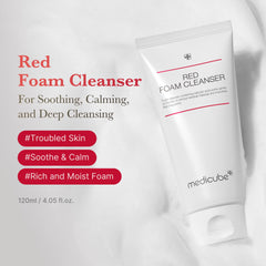 Medicube Red Foam Cleanser bottle front shows daily cleansing and sebum management focus