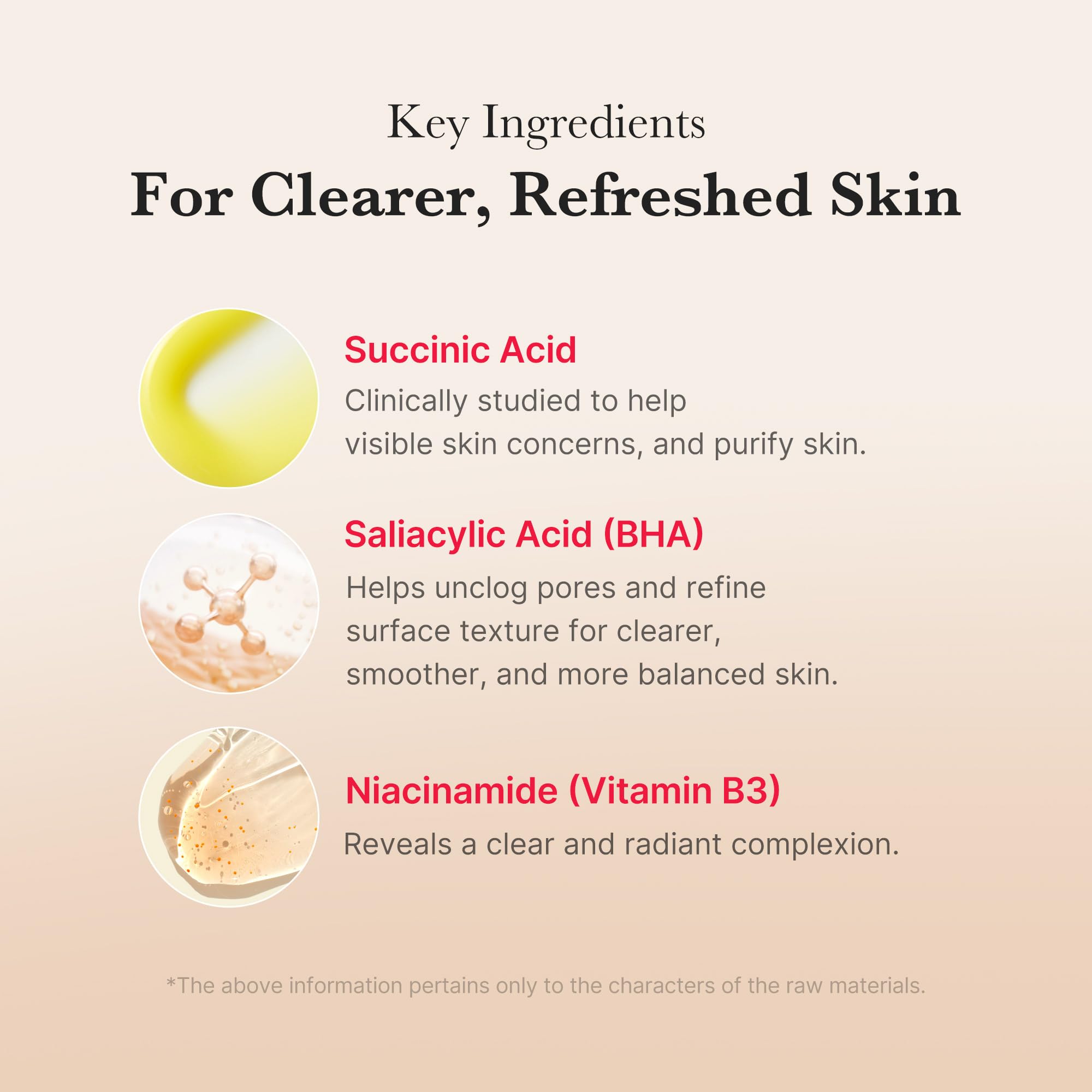 Medicube Red Succinic Panthenol Pad closeup highlights soothing Panthenol and Niacinamide ingredients.