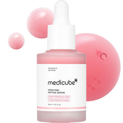 medicube Rose PDRN serum bottle boosts glow and hydration for radiant skin.