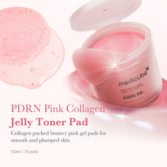 medicube Salmon DNA PDRN Pink Collagen Jelly Pad open pouch reveals essence for quick prep.