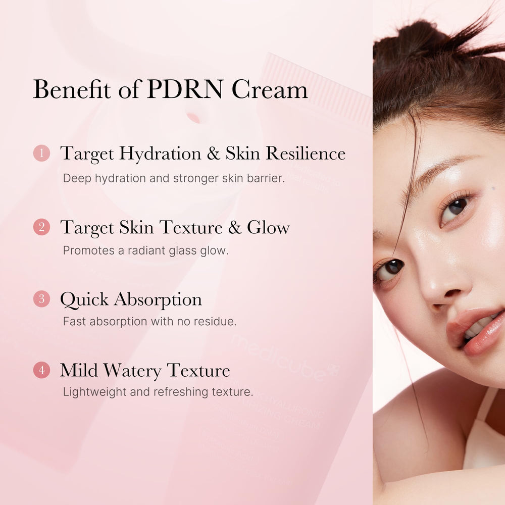 Medicube Salmon DNA PDRN Pink Cream closeup reveals hyaluronic glow