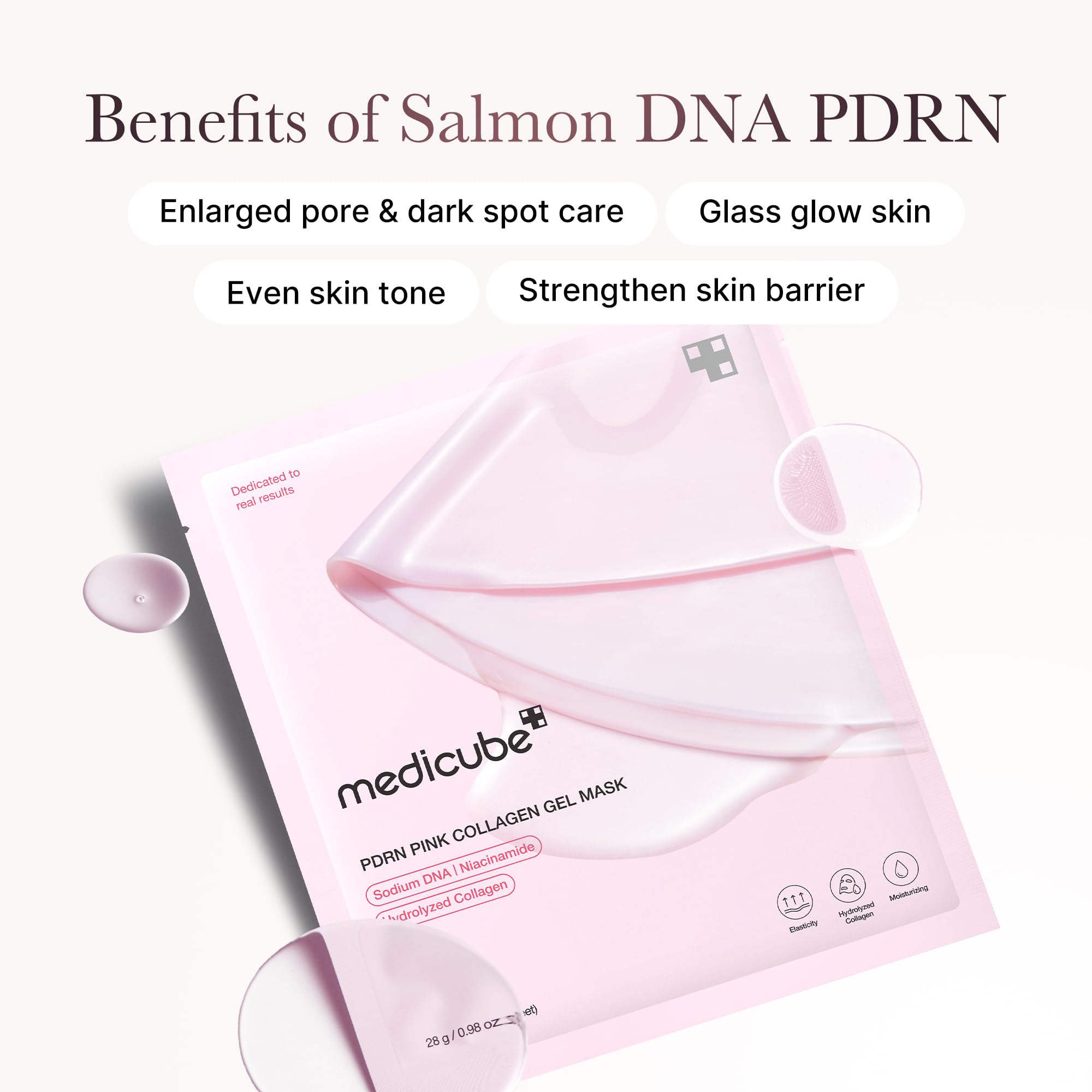 Medicube Salmon DNA PDRN pink jelly mask cooling close-up demonstrates refreshing sensation