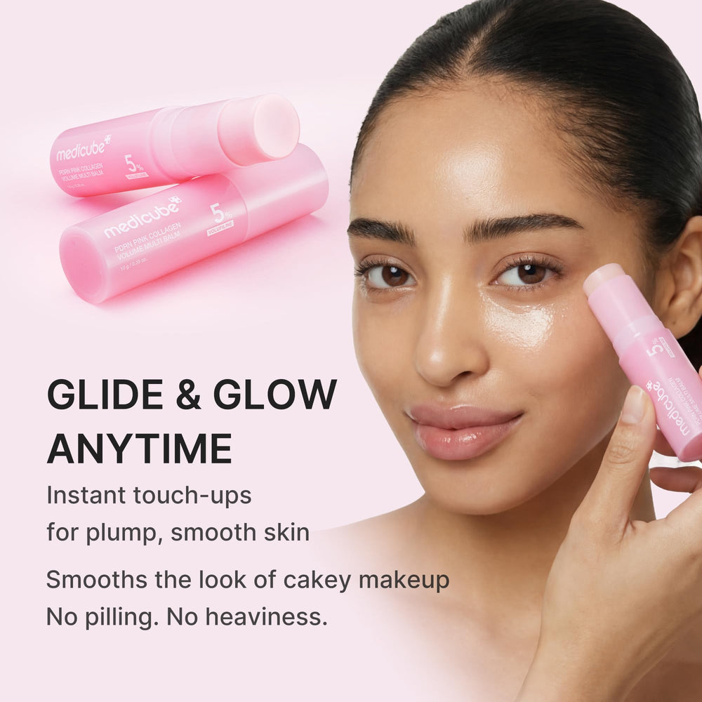 medicube balm in hand to show compact travel-friendly size