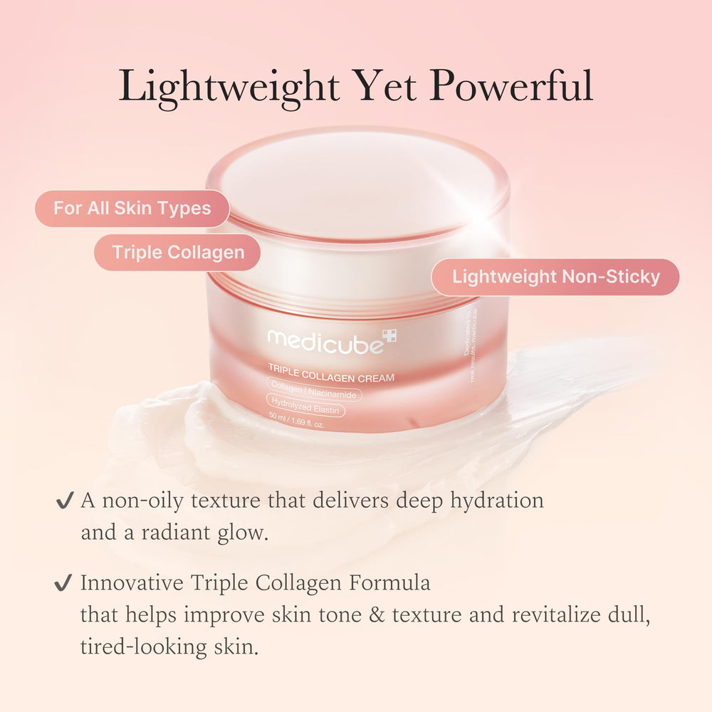 medicube Triple Collagen Cream with niacinamide focus improving skin tone.
