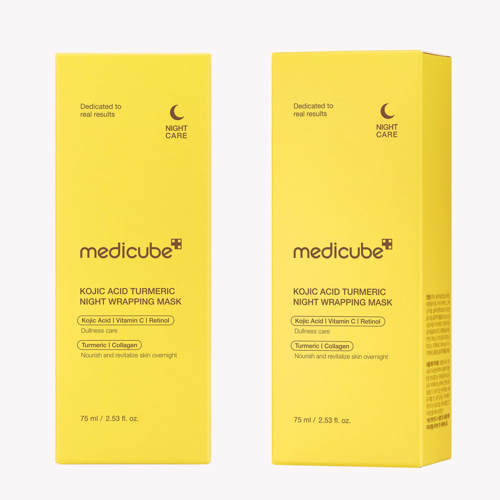 Medicube Turmeric Overnight Wrapping Mask ingredient close-up highlights turmeric and collagen benefits.