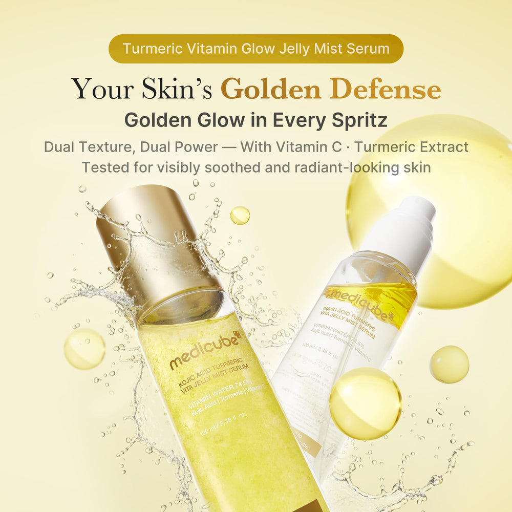  Medicube Turmeric Vitamin Gold Jelly Mist, pulverización suave para revitalizar la piel durante el día