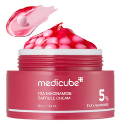 Medicube TXA+Niacinamide Capsule Cream Pop & Fade capsule release refines tone.