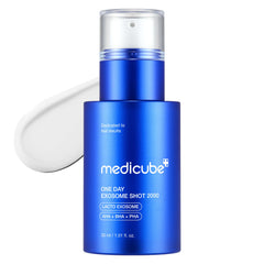 medicube zero exosome shot bottle closeup highlighting premium packaging and hydrating skincare potential