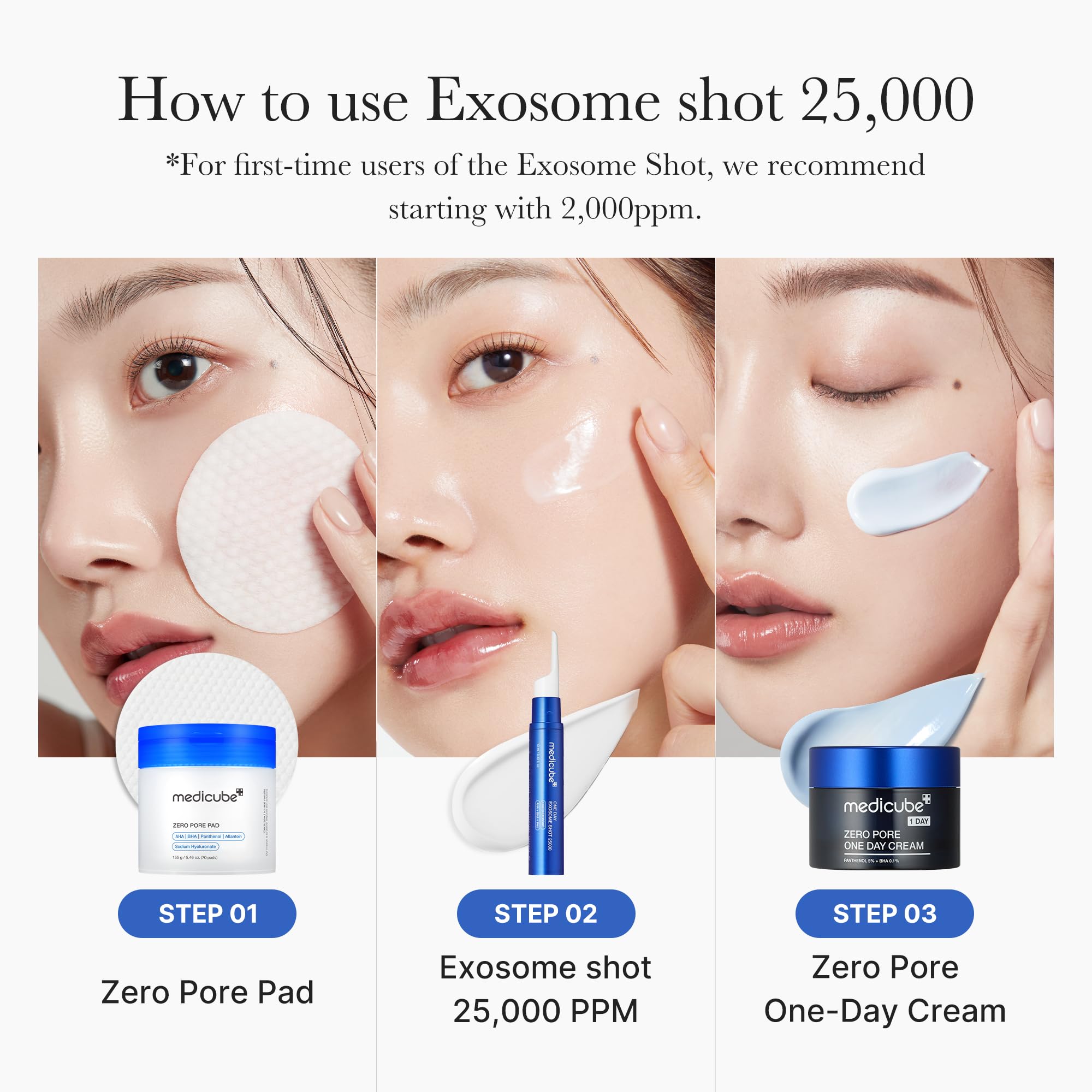 medicube Zero Exosome Shot packaging elegant Korean skincare packaging