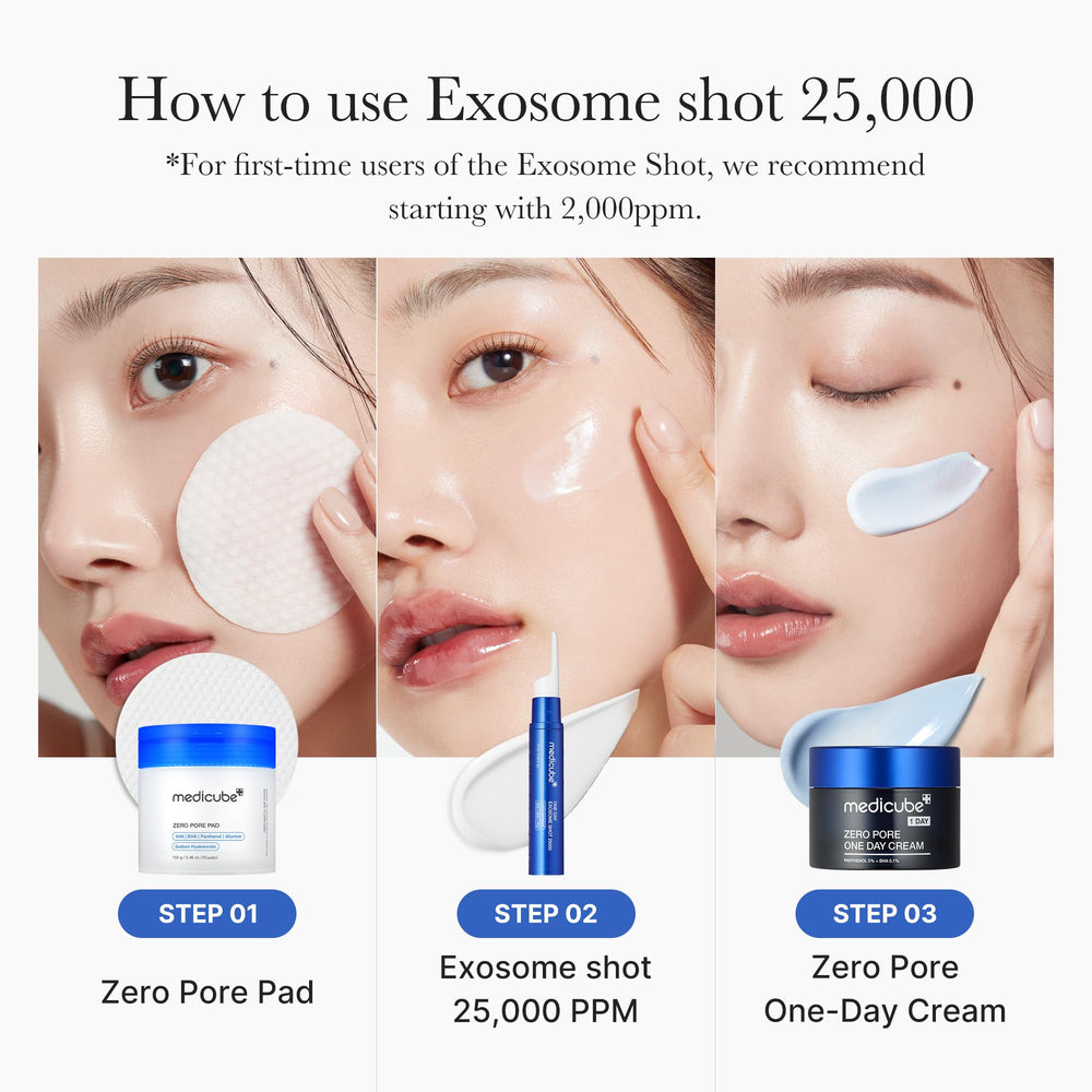 medicube Zero Exosome Shot packaging elegant Korean skincare packaging