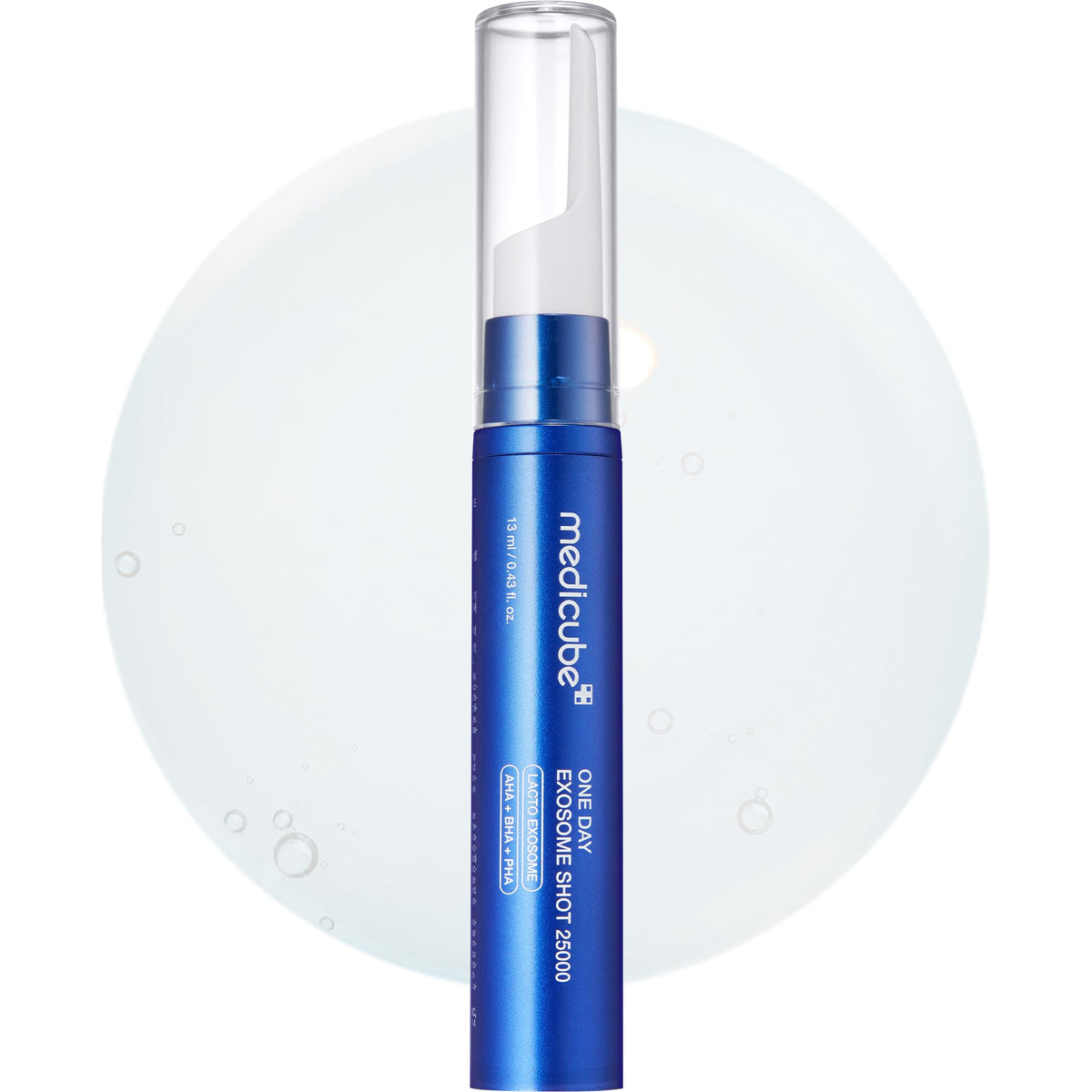 medicube Zero Exosome Shot serum bottle closeup showcases hydration and glow