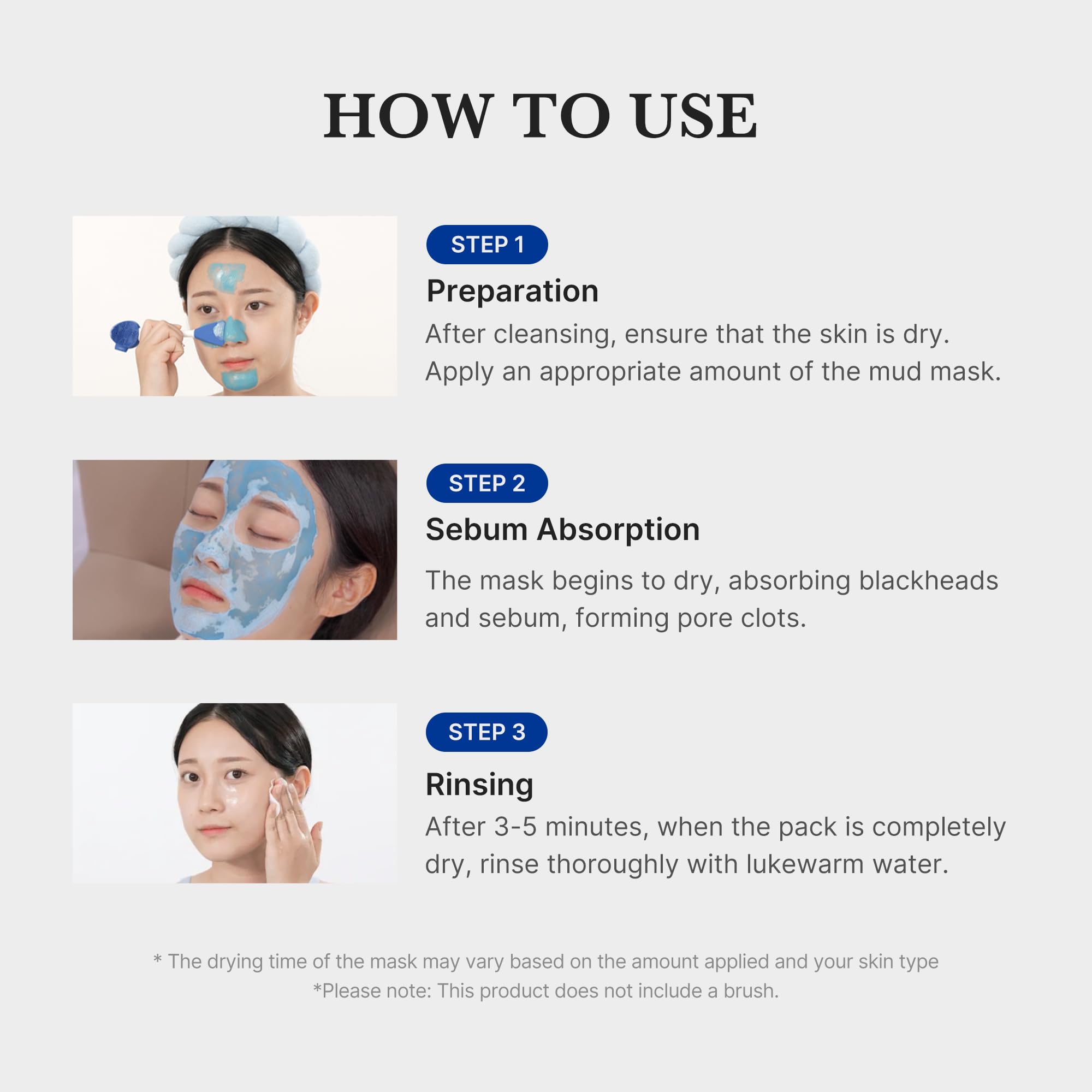 Medicube Zero Pore Mud Mask in action during a 3-minute treatment session.