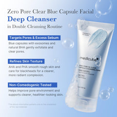 Blue capsules in Medicube Zero Pore cleanser highlight exfoliation and oil control.