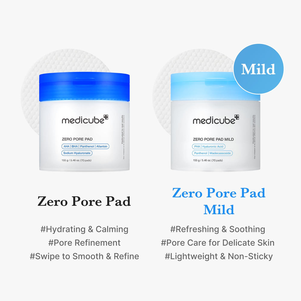 Medicube Zero Pore Pads Mild 2.0 silky side—enhances absorption after exfoliation