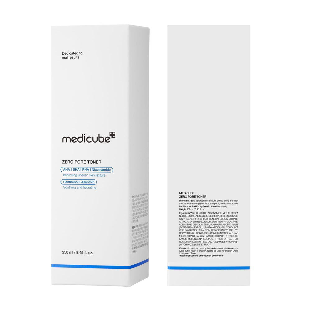 medicube Zero Pore Toner application on skin—gentle patting motion