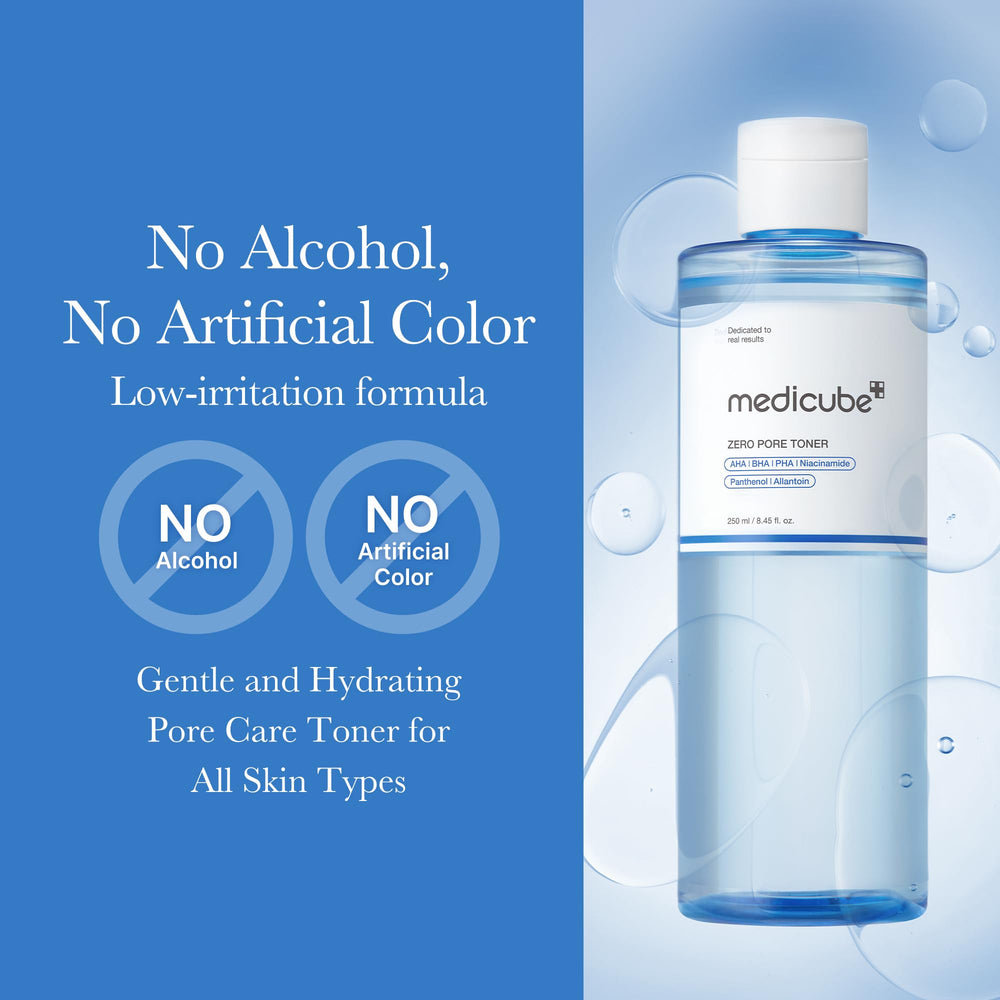 medicube Zero Pore Toner bottle—panthenol and allantoin soothing