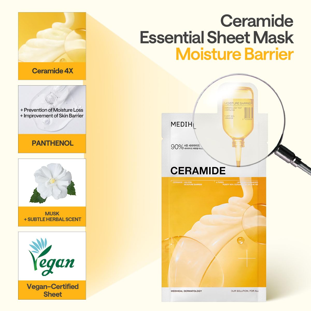 Mediheal Ceramide Essential Sheet Mask on skin after use looks balanced