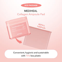 Mediheal Collagen Ampoule Pad dispensing tweezers demonstrate clean, precise application.