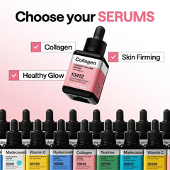 Mediheal Collagen Firming Volume Serum label closeup shows premium formula for smoother skin.