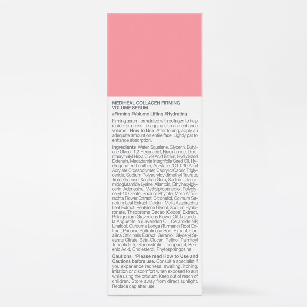 Mediheal Collagen Firming Volume Serum travel vial sized for on-the-go hydration.
