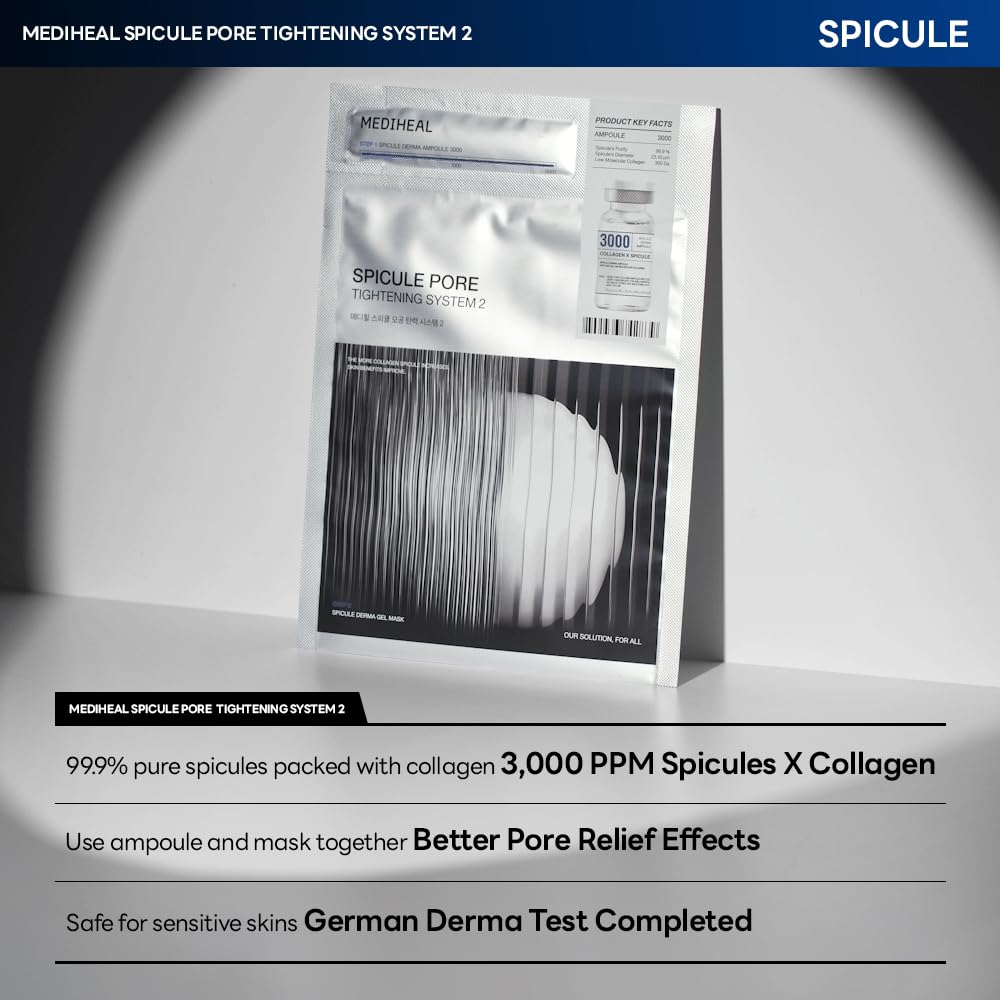 Mediheal Collagen Spicule Gel Mask on skin during absorption and cooling feel.