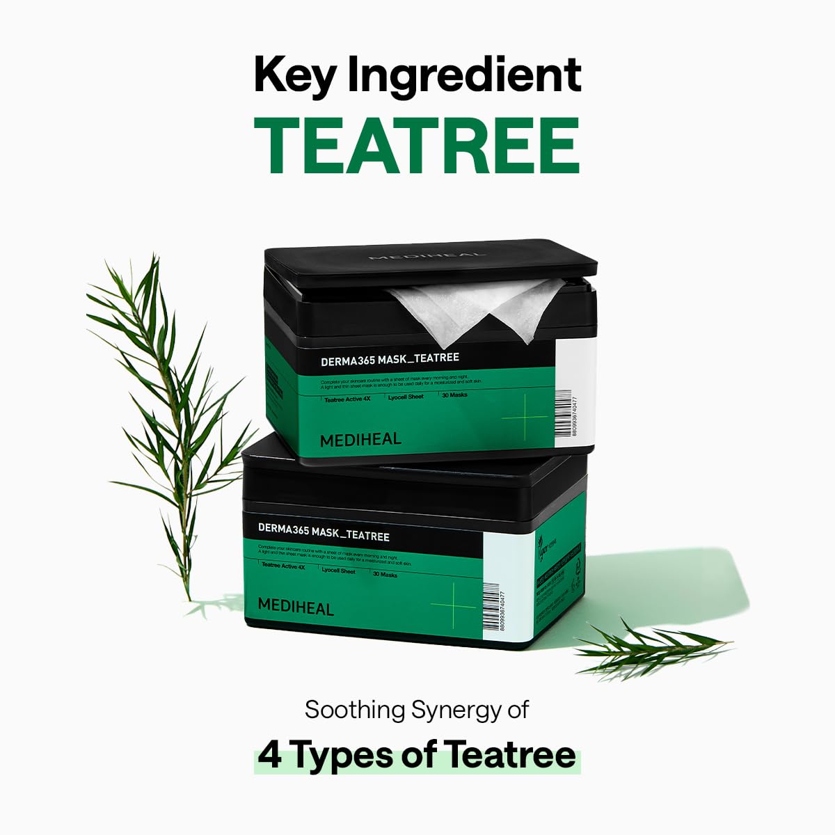 Mediheal Derma 365 Tea Tree mask hygienic container with double protection.