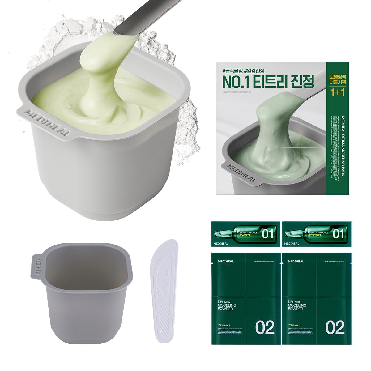 Mediheal Derma Modeling Pack Teatree box front for at-home spa refreshment.