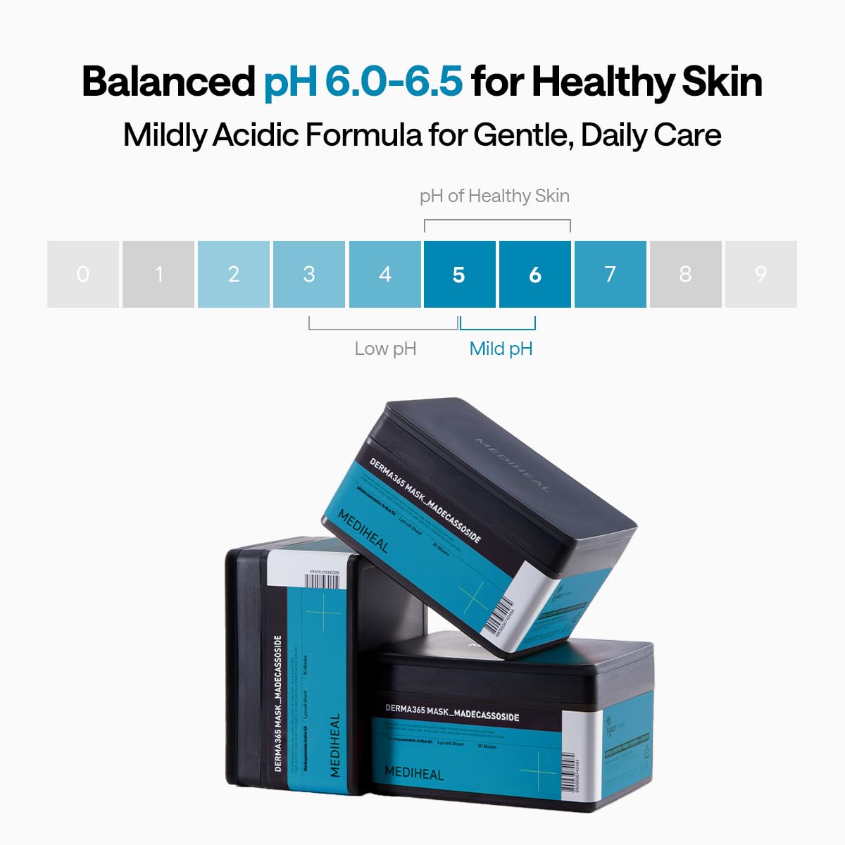 Mediheal Derma 365 Madecassoside Mask sheet fabric closeup emphasizes plant-based, soft-fit sheet.