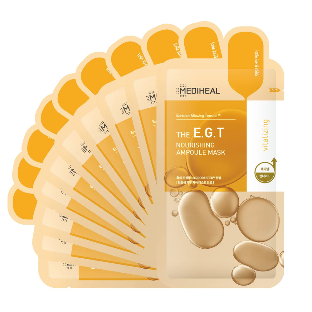 Mediheal EGT Ampoule Mask packaging highlights sustainable design for eco-conscious routines.