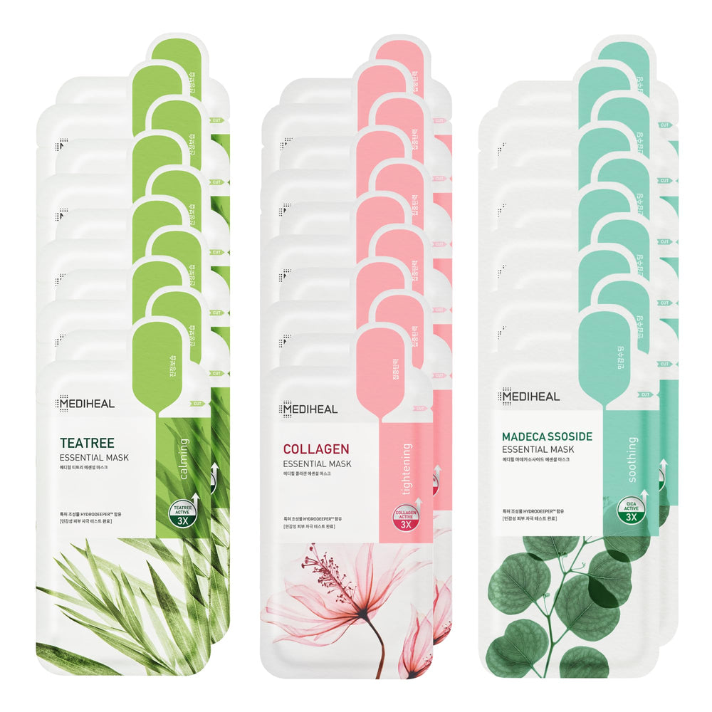 Mediheal Essential HERO 30 Pack Collagen mask boosts firmness and hydration.