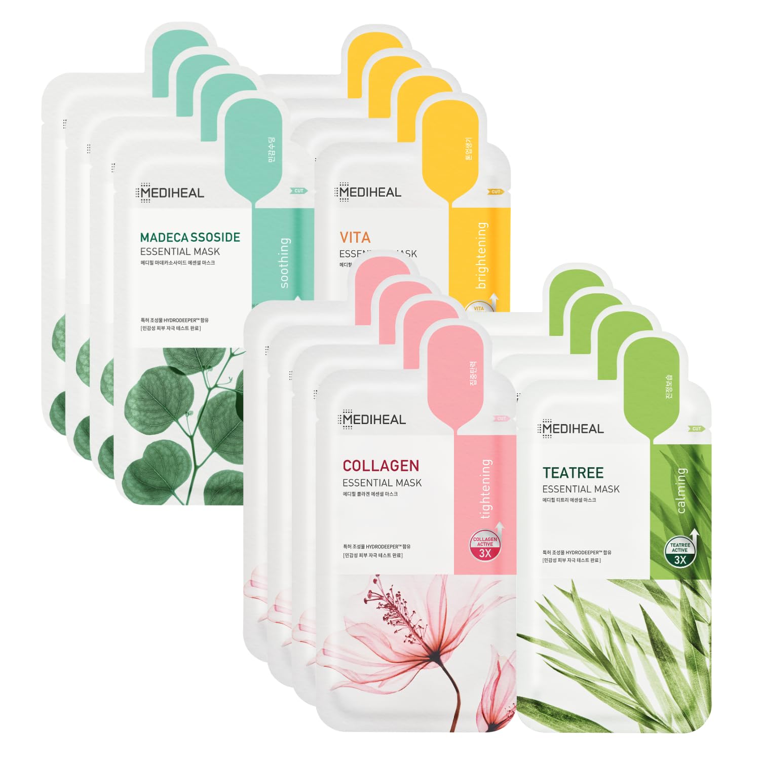 Mediheal Hero 16-pack pack-shot featuring collagen enriched masks for firmer, radiant skin