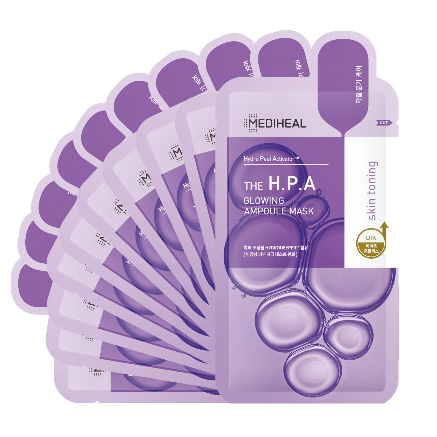 Mediheal HPA ampoule face mask pack front for radiant smooth skin