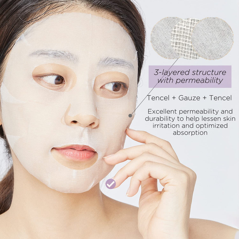 Mediheal HPA mask on face illustrating smoothing and hydration