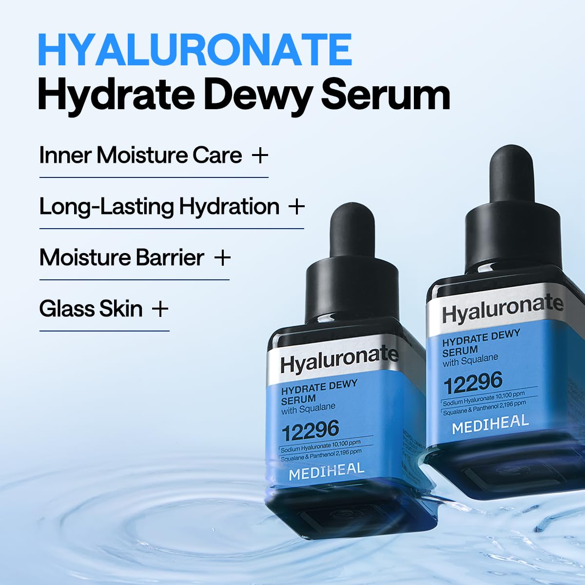 Mediheal Hyaluronate Hydrate Serum being applied for fast hydration on skin