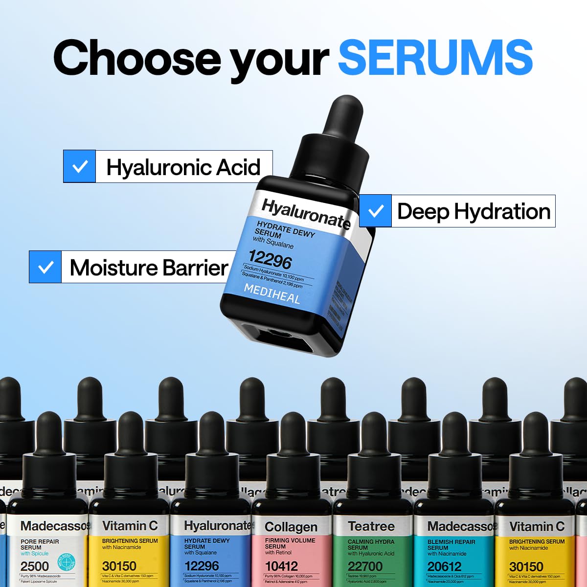 Mediheal Hyaluronate Hydrate Serum texture closeup indicates dewy glow potential