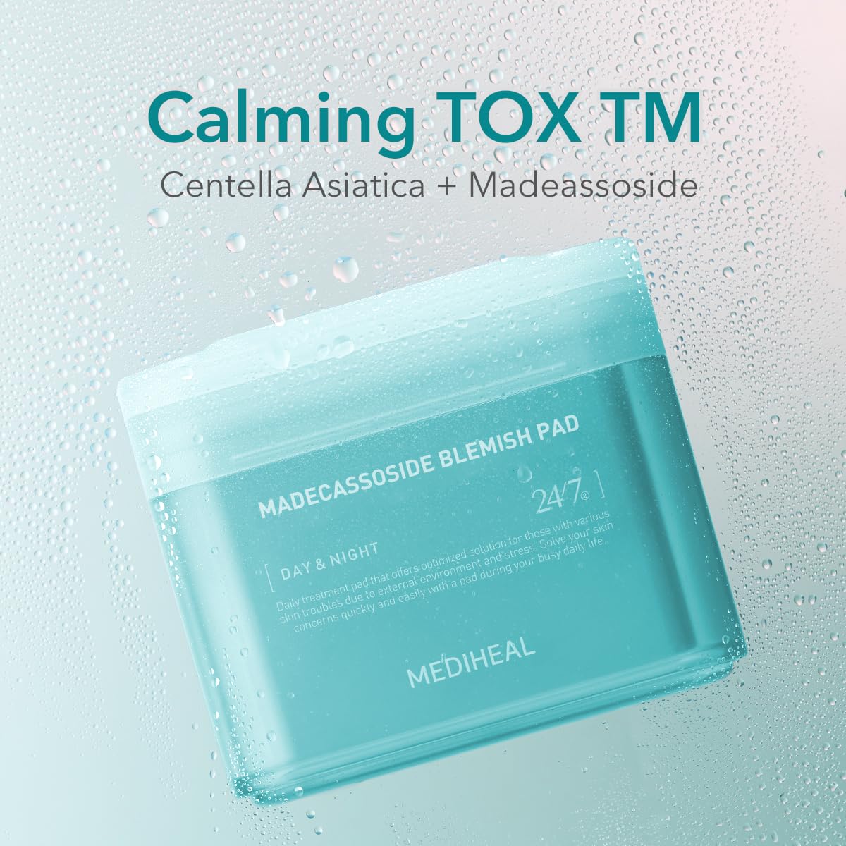 Mediheal Madecassoside blemish pad refill applying to blemish-prone areas for targeted care.
