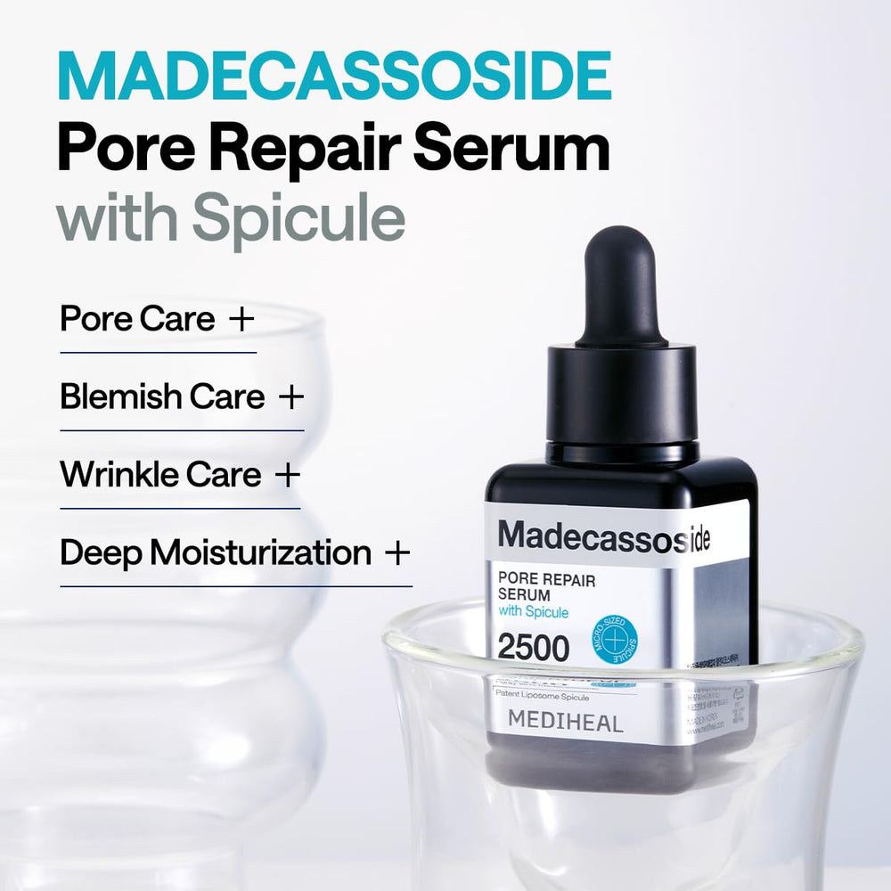 Mediheal Madecassoside pore-texture close-up demonstrates smoother skin texture and even tone.