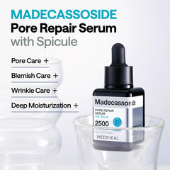 Mediheal Madecassoside pore-texture close-up demonstrates smoother skin texture and even tone.