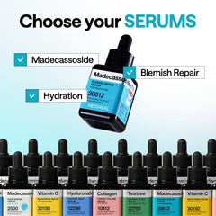 Mediheal Madecassoside serum packaging shot with dermatologist-tested messaging.
