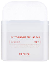 Mediheal Phyto Enzyme Peeling Pad pack demonstrates at-home exfoliation for refreshed, smoother skin.